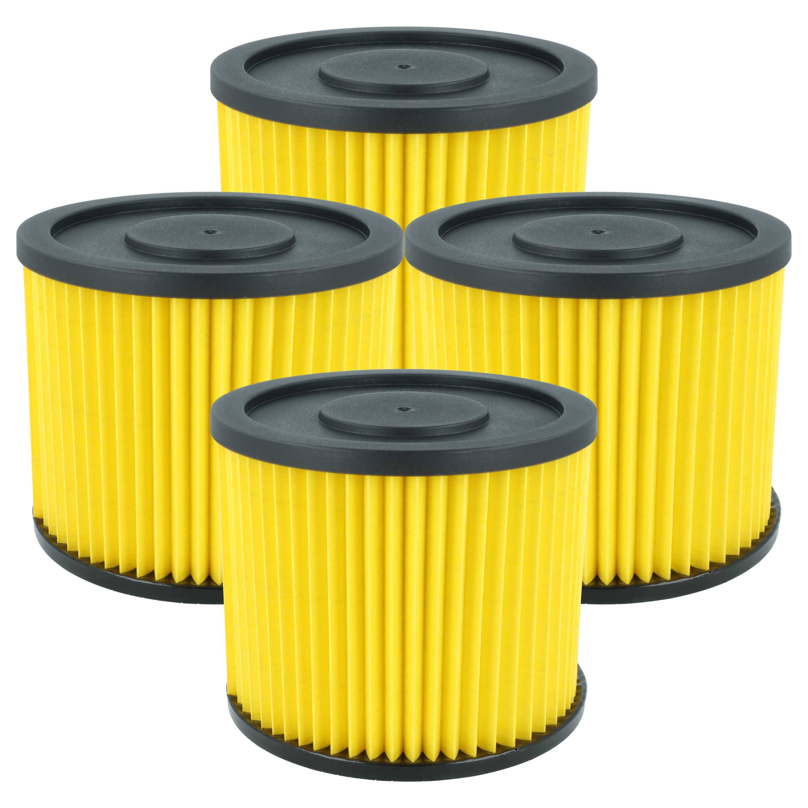 vhbw 4x Faltenfilter kompatibel mit Einhell BT-VC 1115, BT-VC 1215 S, BT-VC 1250, BT-VC 1115-2, BT-NTS 20 A Staubsauger - Patronenfilter Gelb