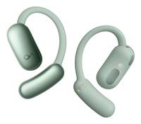 Kabellose Ohrhörer mit schlankem Überohr-Design in Metallicgrün.