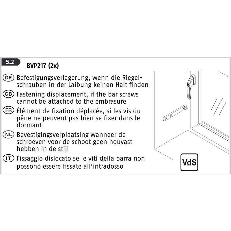 Abus BVP217 2er-Set für FPR217, Zubehörartikel, Befestigungsset - Modell: FPR217 | Einsatzbereich: Fenster | Anwendung: