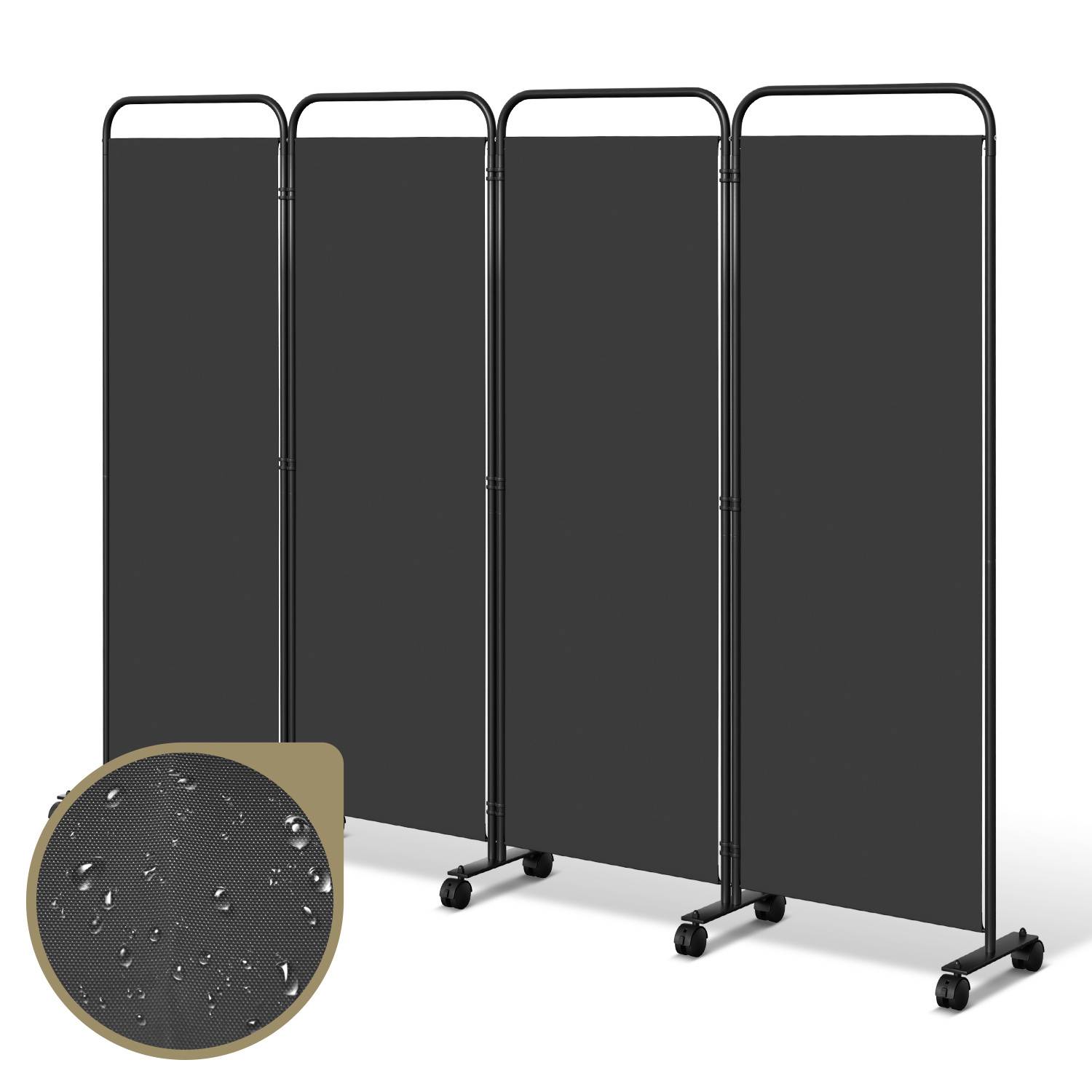Paravent auf Rollen 4 teilig Anthrazit 228x180 cm Outdoor Raumteiler Garten Spanische Wand Trennwand Raumtrenner