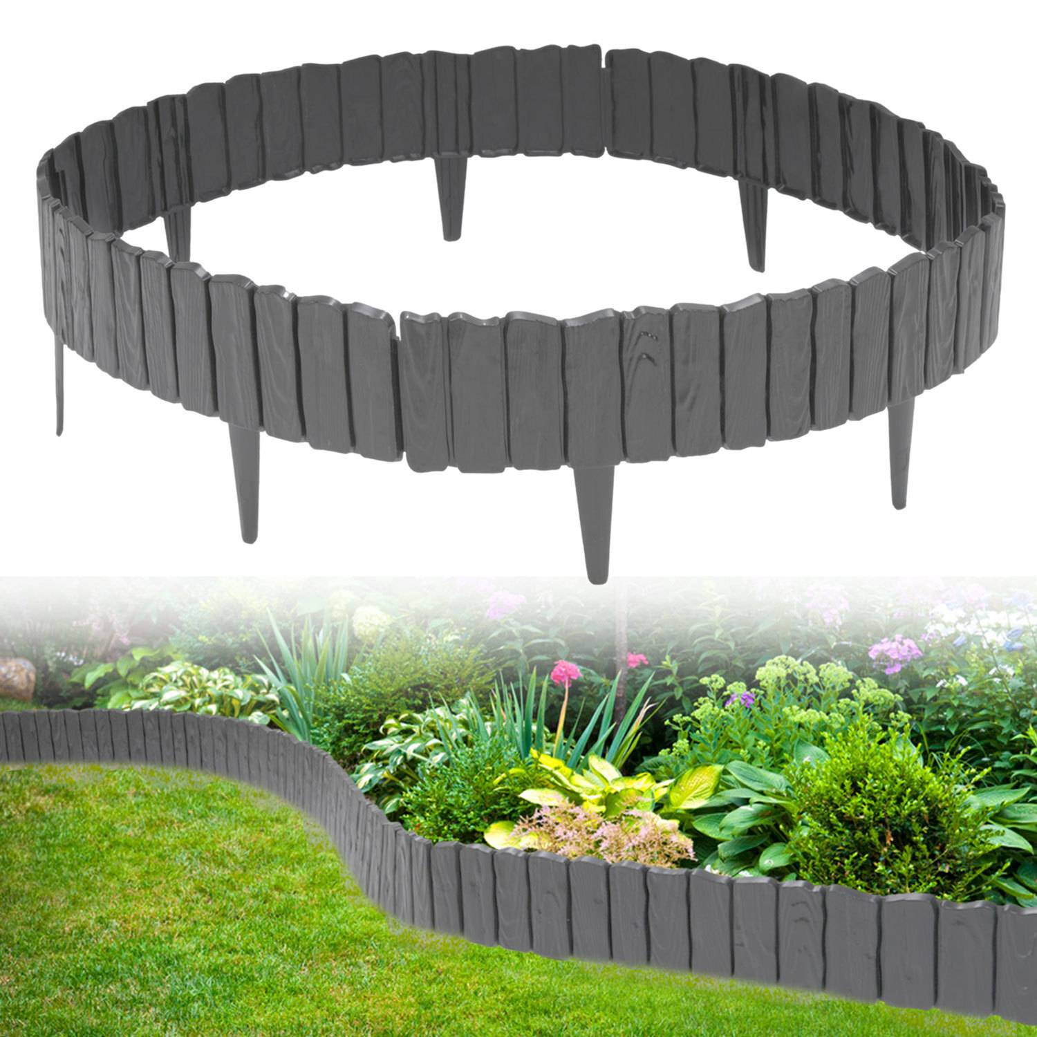 „Braune Kunststoff-Gartenbegrenzung