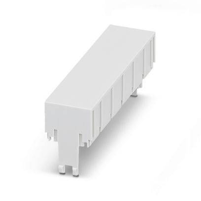 Ein weißer Kunststoff-Klemmblockstecker mit vier Anschlussöffnungen, entwickelt für Elektroverkabelungsanwendungen.