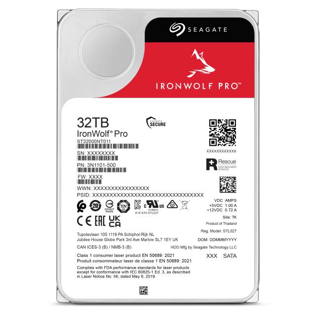 Seagate IronWolf Pro ST32000NT000, 32 TB, 7200 RPM, 3.5", Serial ATA III