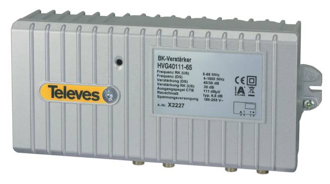 Televes BK-Guss-Verstärker HVG40111-65 40dB CTB 111dB 5-1006MHz RK 30dB Install.Baumaterial