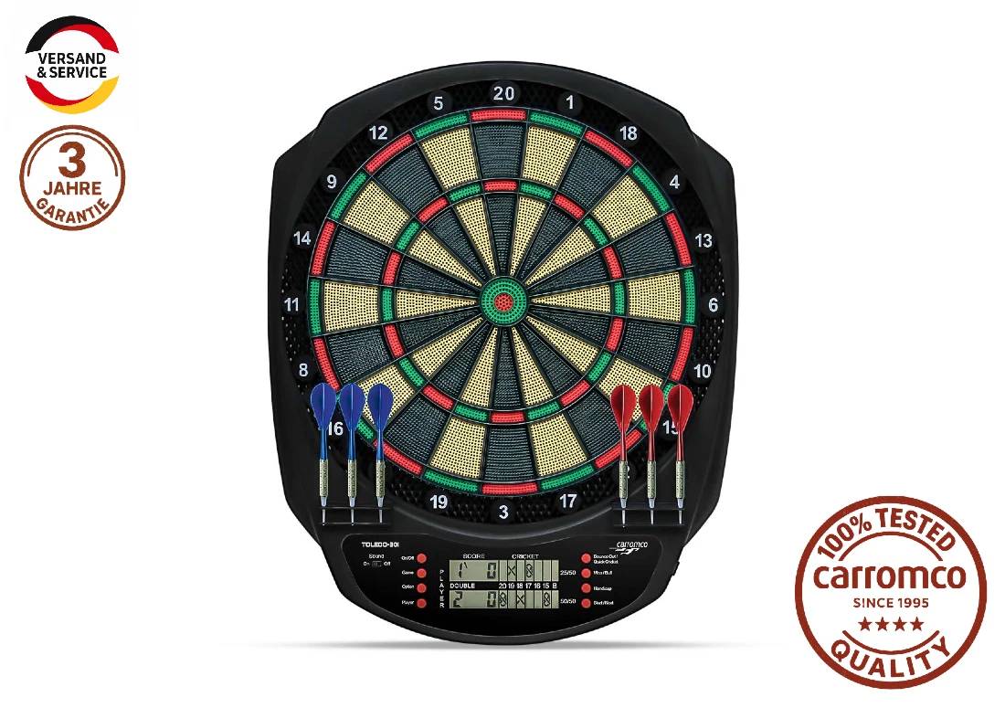 Carromco TOLEDO-301 Elektronische Dartscheibe inkl. 6 Softdarts für bis zu 8 Spieler