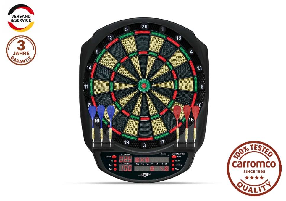 Carromco STRIKER-401 Elektronische Dartscheibe inkl. 6 Softdarts für 1–8 Spieler