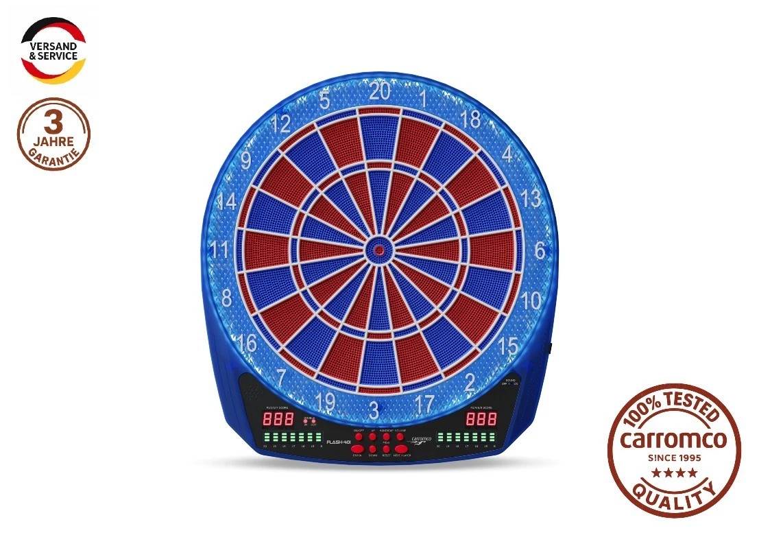 Carromco FLASH-401 Elektronische Dartscheibe für 1–8 Spieler inkl. LED-Beleuchtung