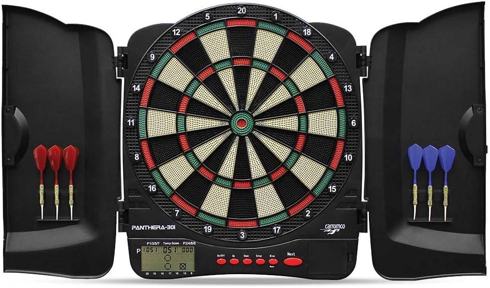 Carromco Panthera-301 Elektronische Dartscheibe inkl. Softdarts für 1–8 Spieler
