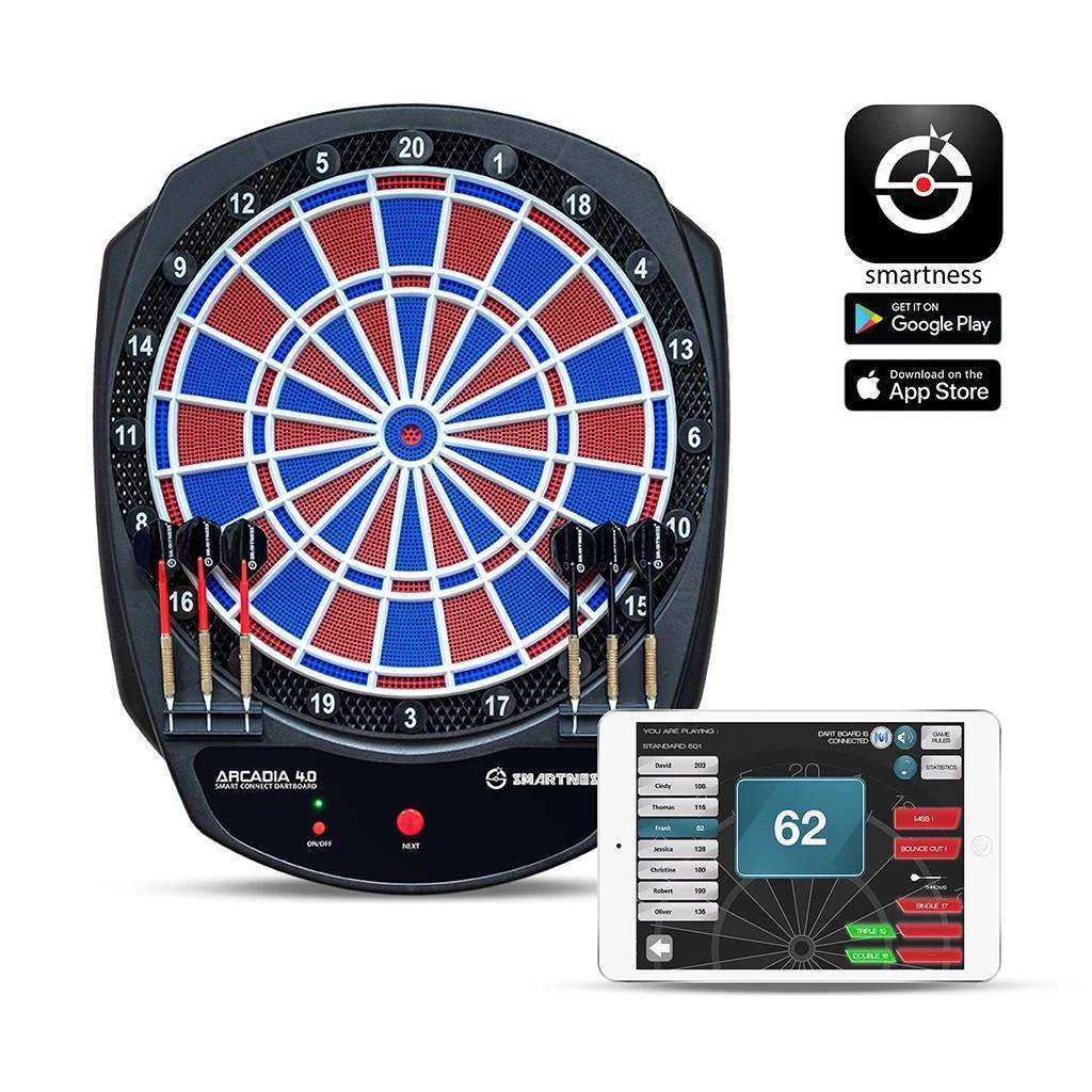 Carromco Smartness Arcadia 4.0 Elektronische Dartscheibe inkl. Softdarts und USB-Kabel für 1–8 Spieler