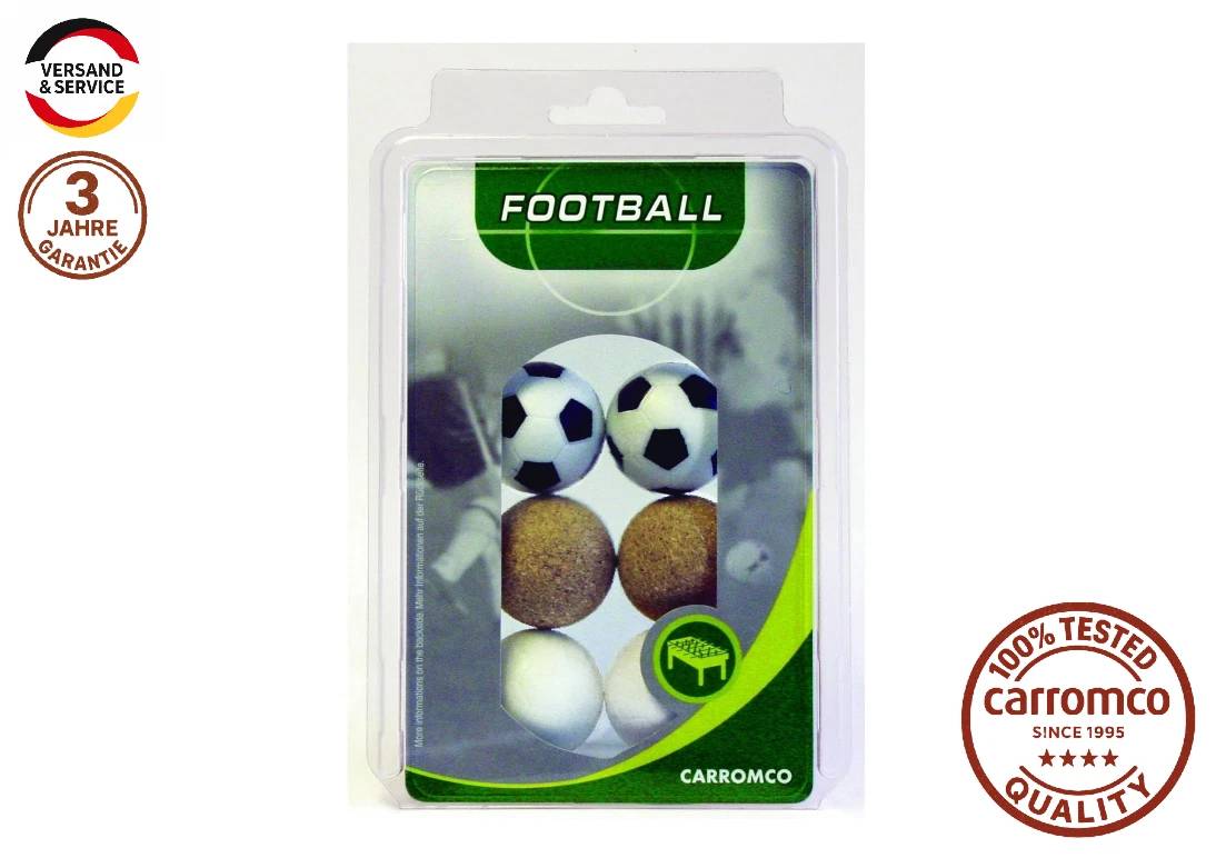 Carromco Kickerbälle 36 mm, 6er Set aus Kunststoff & Kork für Tischkicker, passend für alle Standard-Modelle