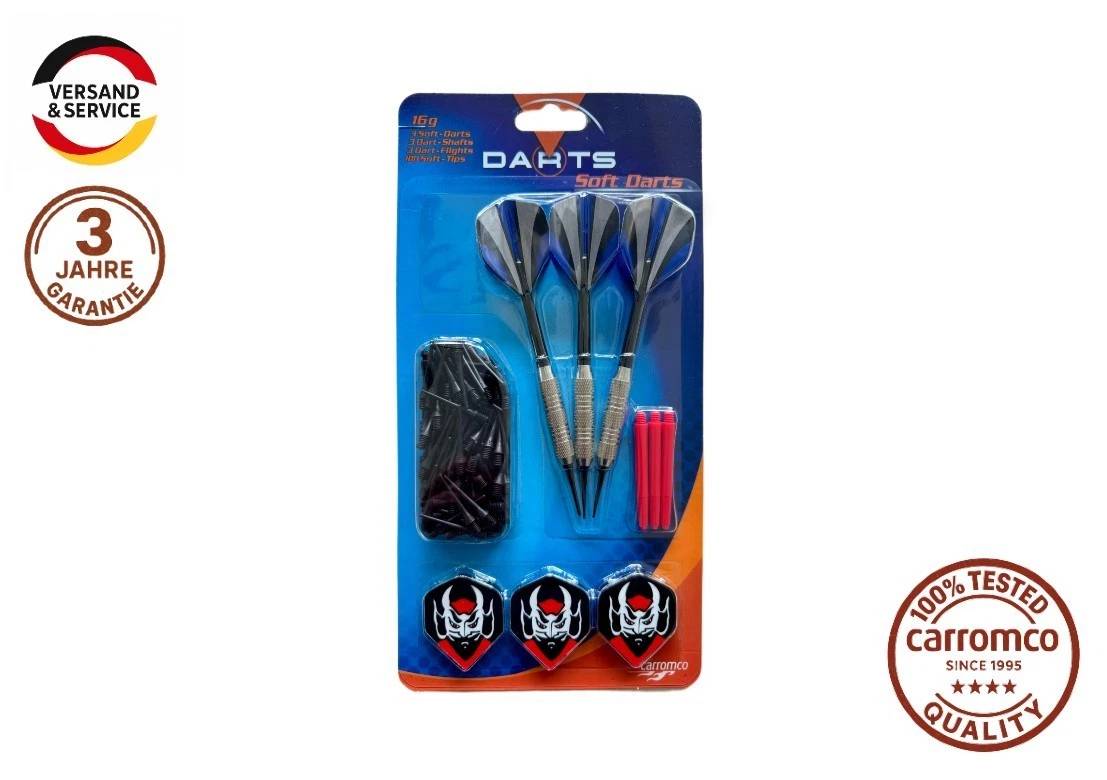 Carromco Softdart-Set für Dartscheiben, 3 Softdartpfeile inkl. 100 Ersatzspitzen aus Kunststoff