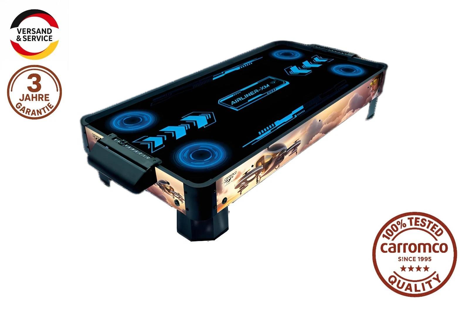 Carromco Airhockey Airliner-XM Tischspiel für 2 Spieler inkl. 4 Pusher & 4 Pucks