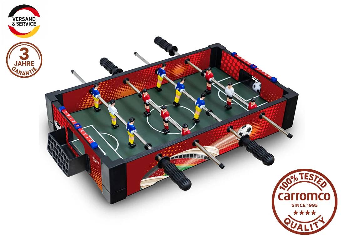 Carromco Fast-Kick-XM Mini Kickertisch Tischauflage inkl. 2 Bälle für bis zu 12 Spieler