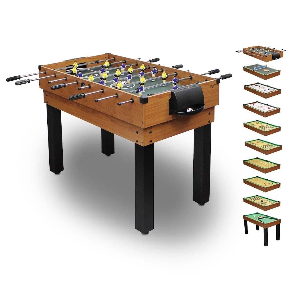 Carromco Choice-XT 10-in-1 Multigame Tisch inkl. Billardkugeln & Queues für Kicker, Hockey & weitere Spiele