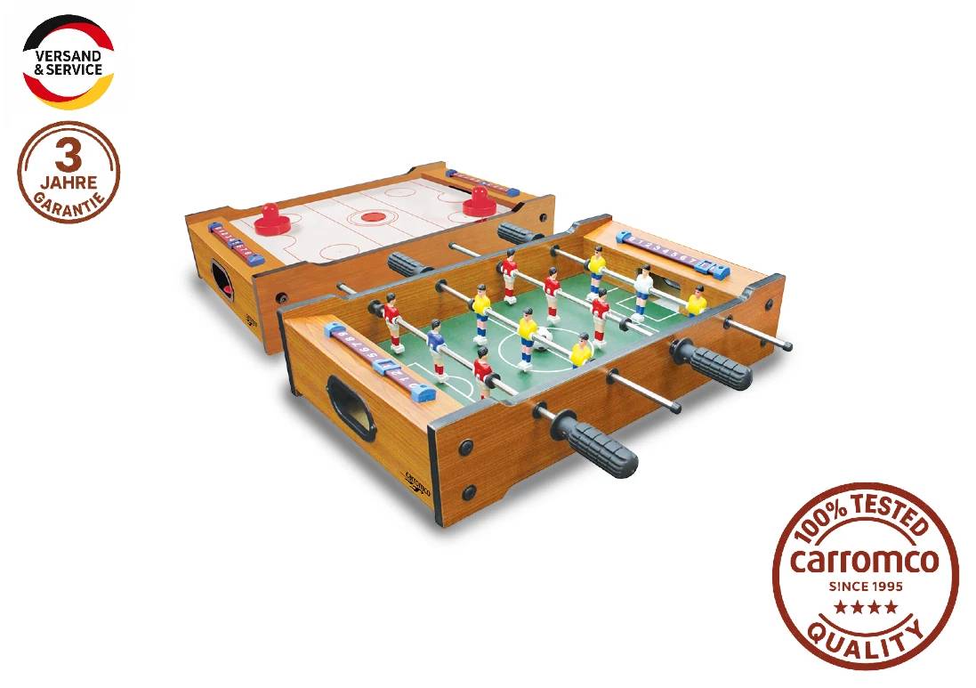 Carromco Flip-XW 2-in-1 Multigame Mini Kickertisch inkl. 2 Bälle, Pusher & Pucks