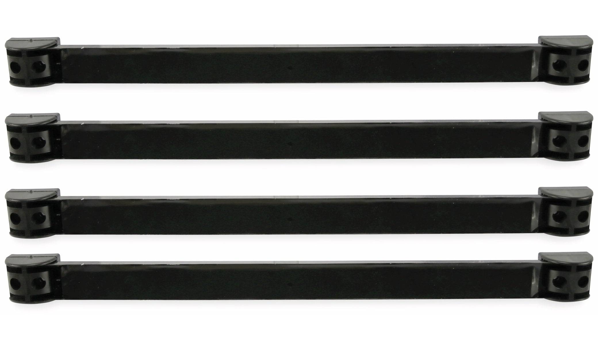 Vier schwarze parallele horizontale Linien auf weißem Hintergrund.