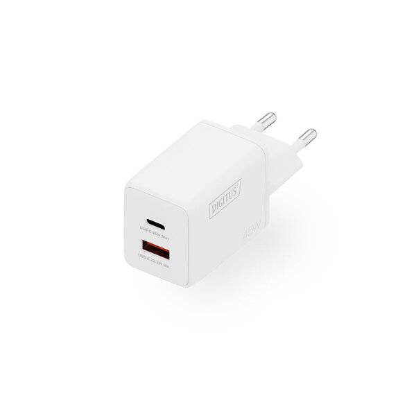 DIGITUS USB-Steckdosenadapter GaN Charger, 1x USB-C/1x USB-A