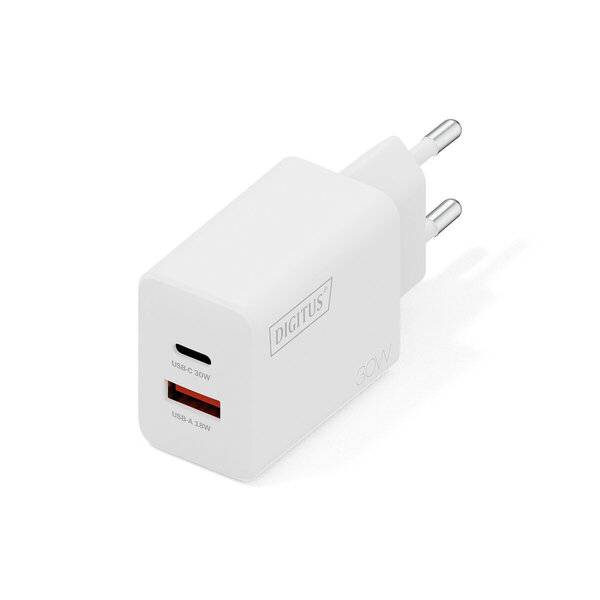 DIGITUS USB-Steckdosenadapter GaN Charger, 1x USB-C/1x USB-A