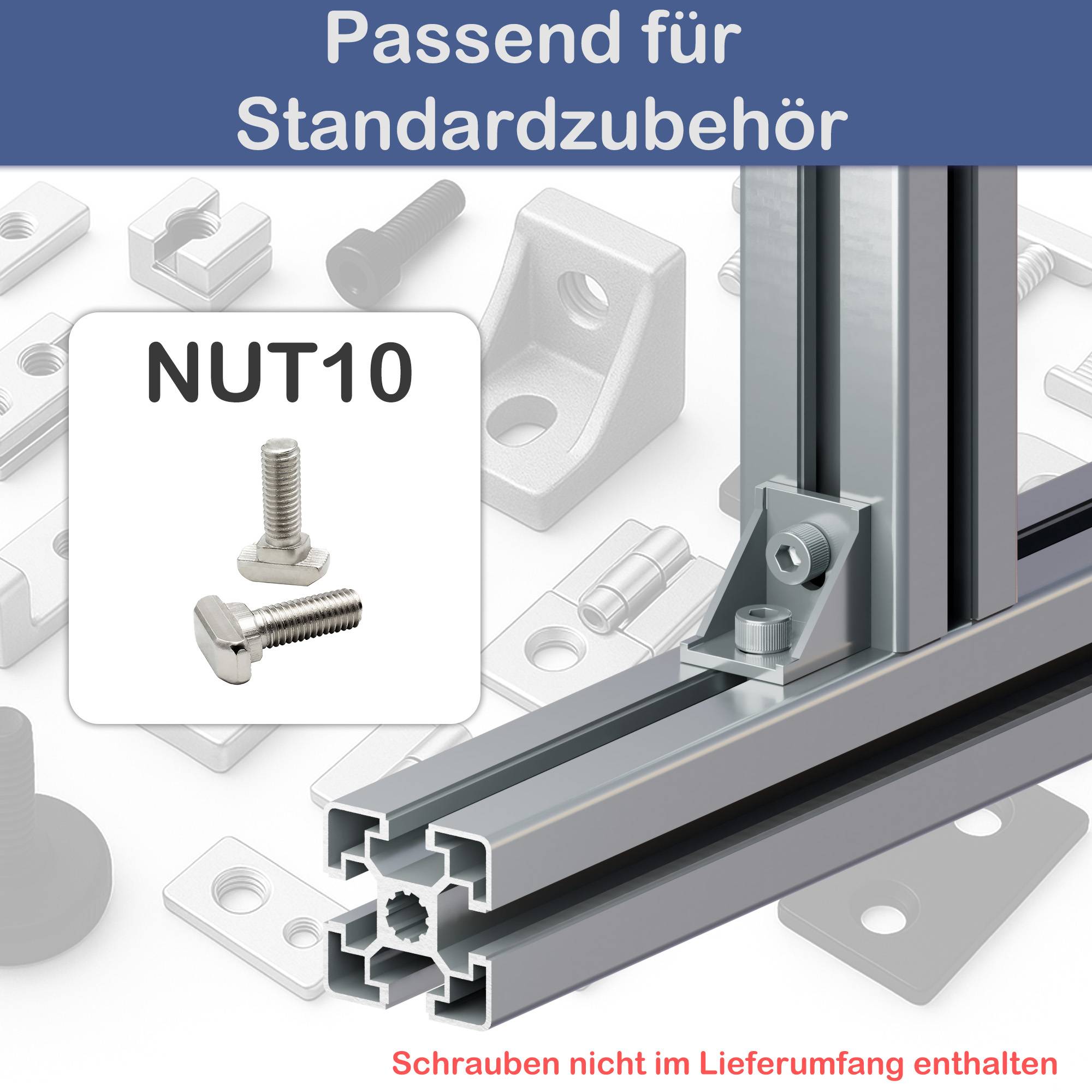 Aluminium-Extrusionsprofil mit Text „Passend für Standardzubehör
