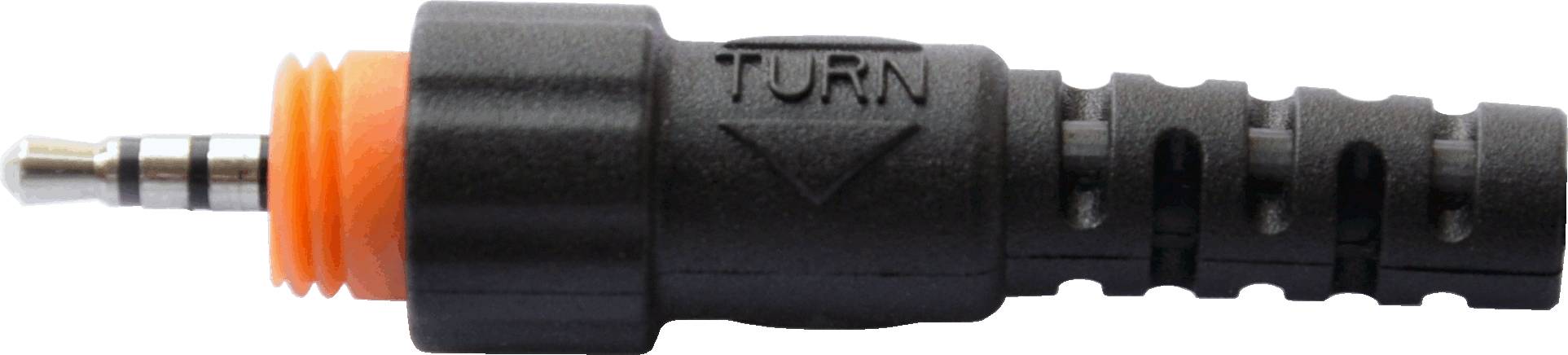 Eine schwarze Kunststoffkappe mit dem Wort „TURN