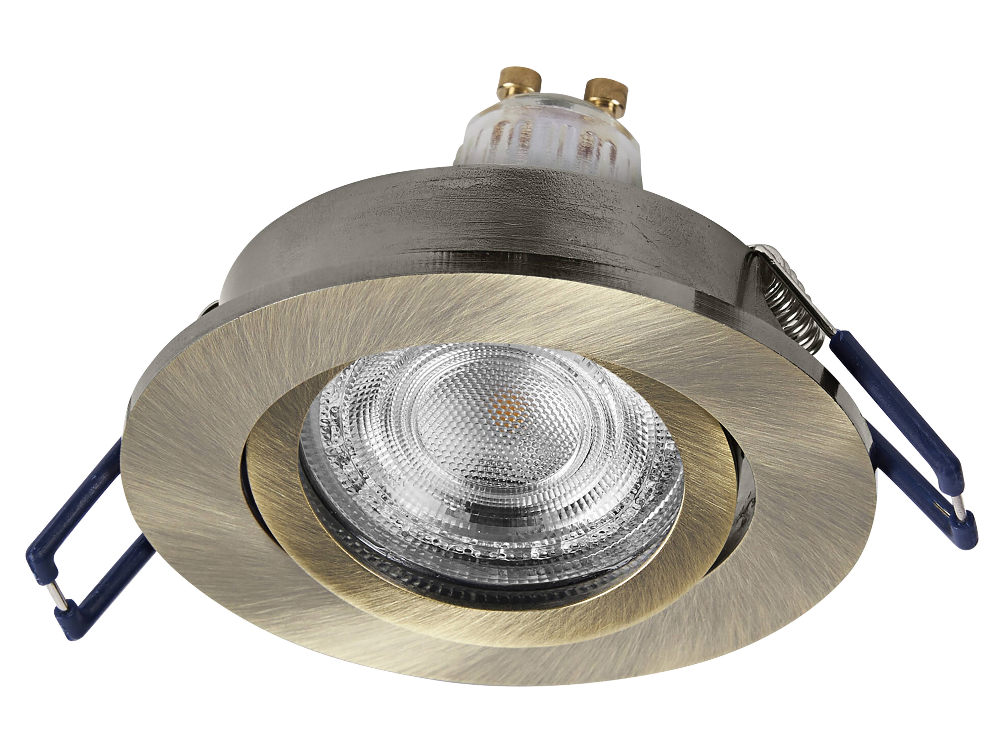 OSRAM LED-Einbauleuchte, GU10, 4,5W, 2700K, 400lm, warmweiß, IP20, Grün-Messing, 3er Set