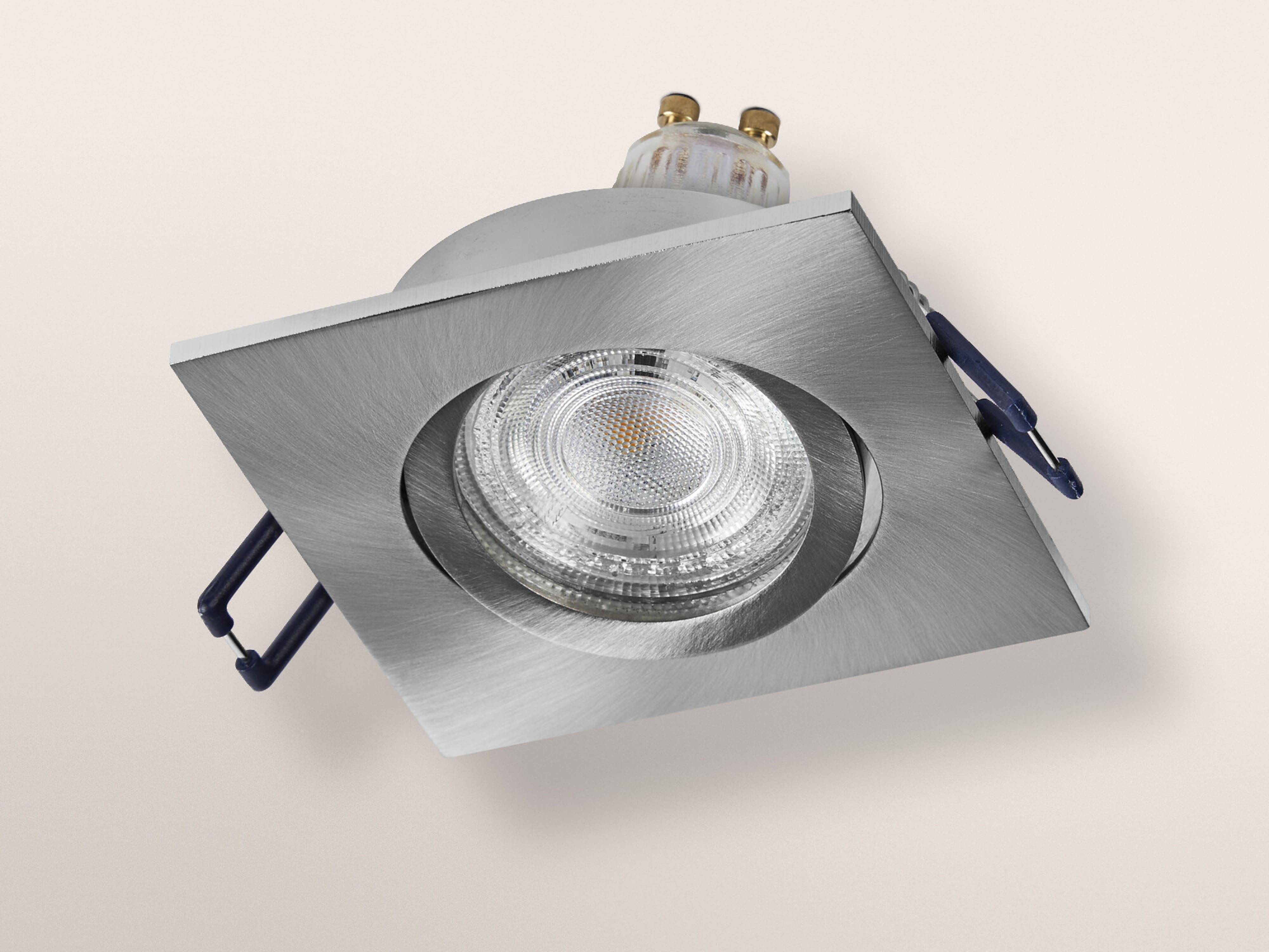 OSRAM LED-Einbauleuchte, GU10, 4,5W, 2700K, 400lm, warmweiß, IP20, Satin-Nickel, 3er Set