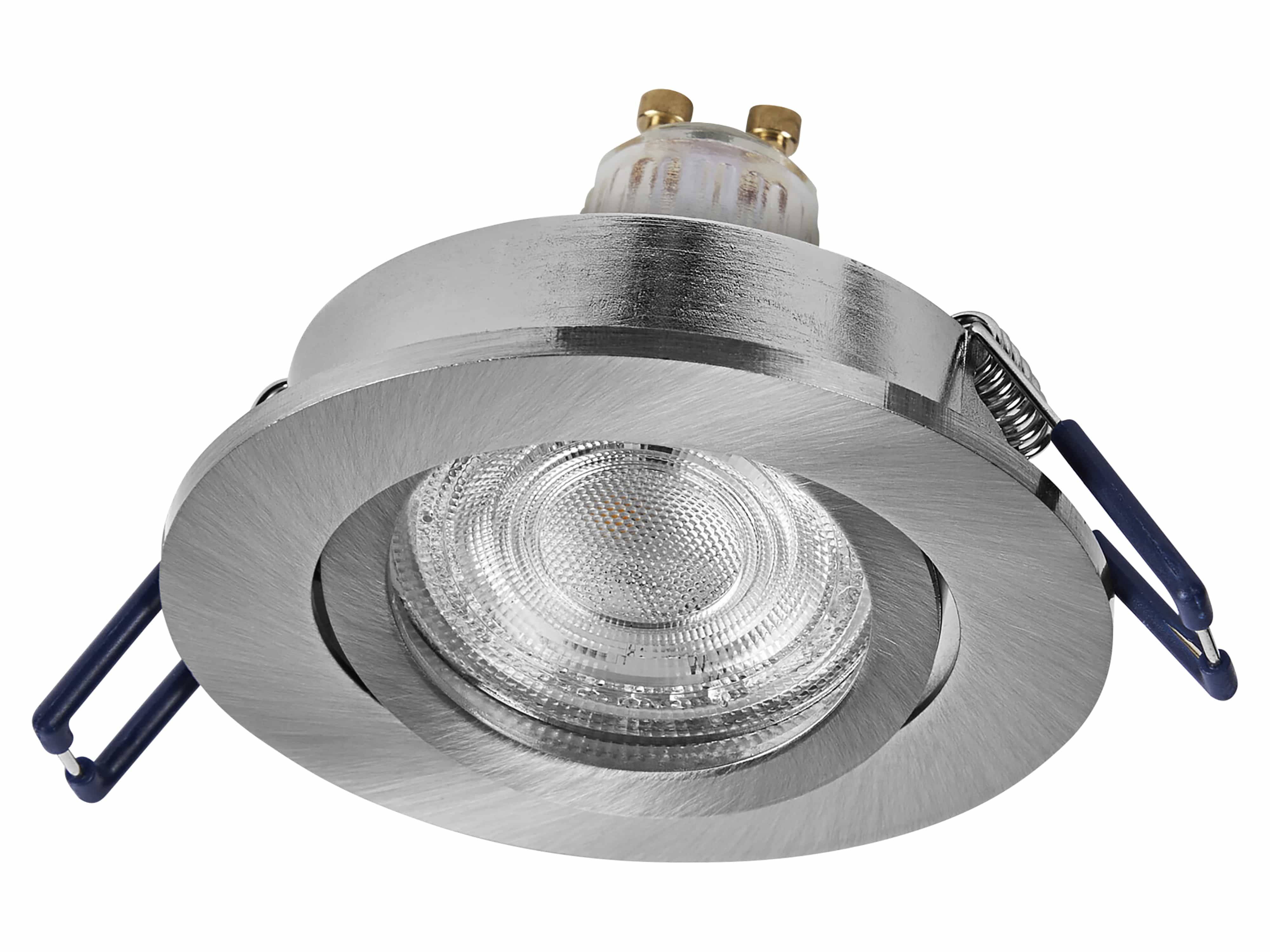OSRAM LED-Einbauleuchte, GU10, 4,5W, 2700K, 400lm, warmweiß, IP20, Satin Nickel, 3er Set
