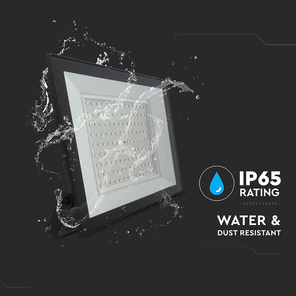 V-TAC LED-Fluter, VT-44109, 100 W, 4000K, EEK: F, 8150 lm, neutralweiß, IP65, schwarz