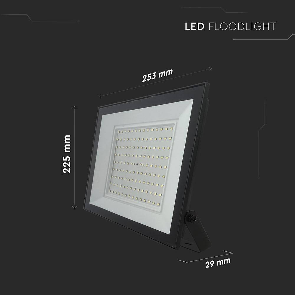 V-TAC LED-Fluter, VT-44109, 100 W, 4000K, EEK: F, 8150 lm, neutralweiß, IP65, schwarz