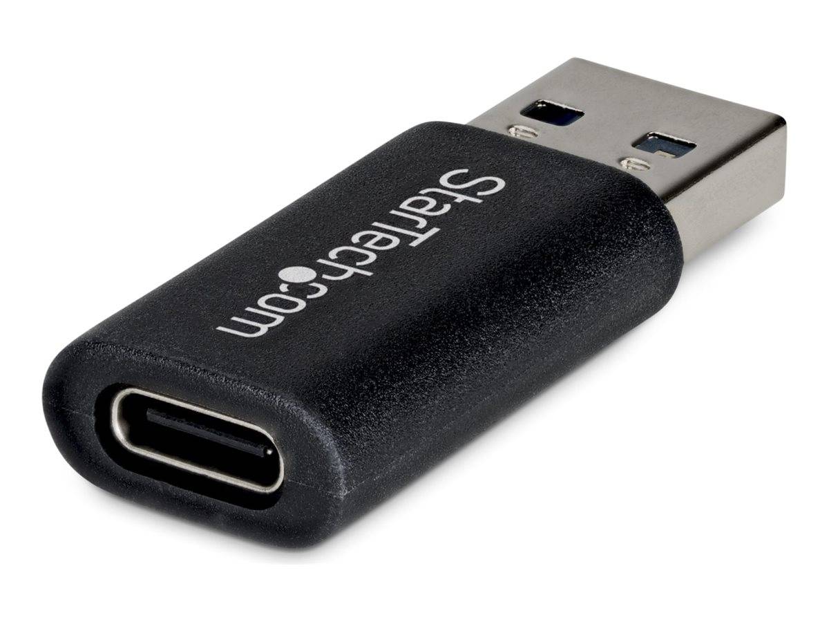 USB-C zu USB-A Adapter mit schwarzem SanDisk-Gehäuse, auf weißem Hintergrund dargestellt.