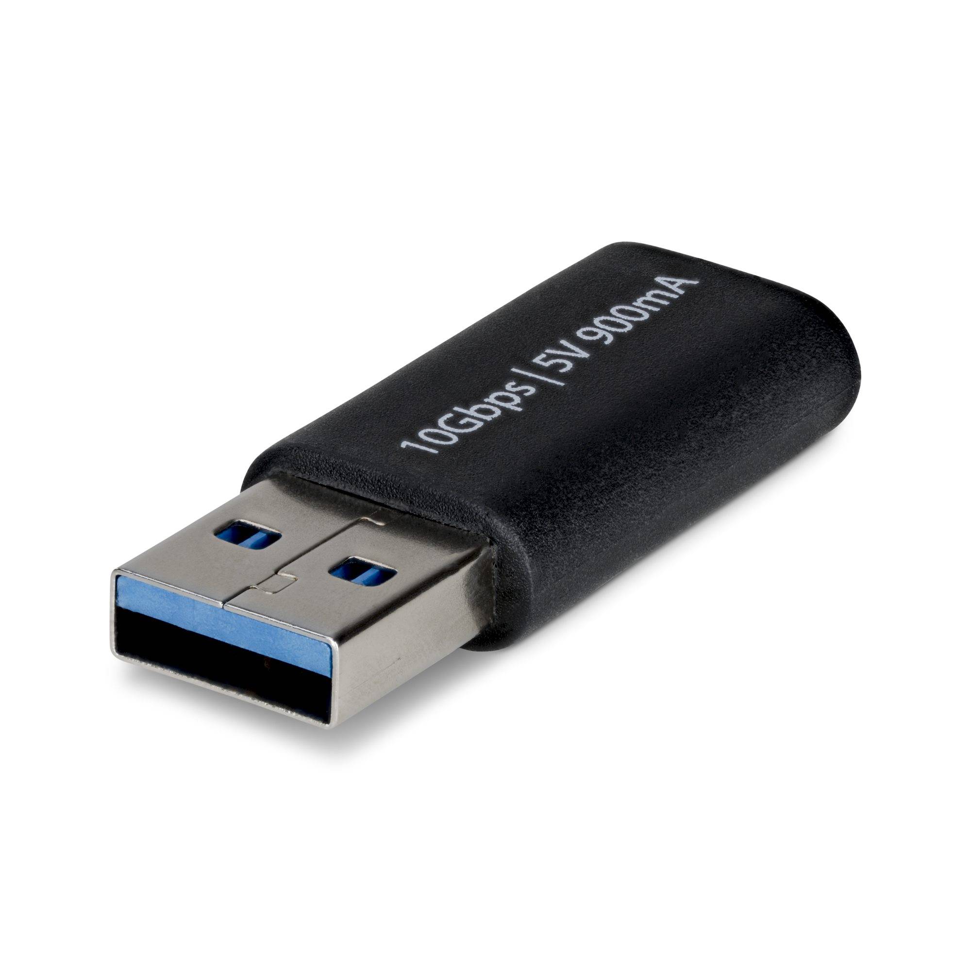 Schwarzer USB-Stick-Adapter mit der Beschriftung „10 Gbit/s | 5 V 900 mA