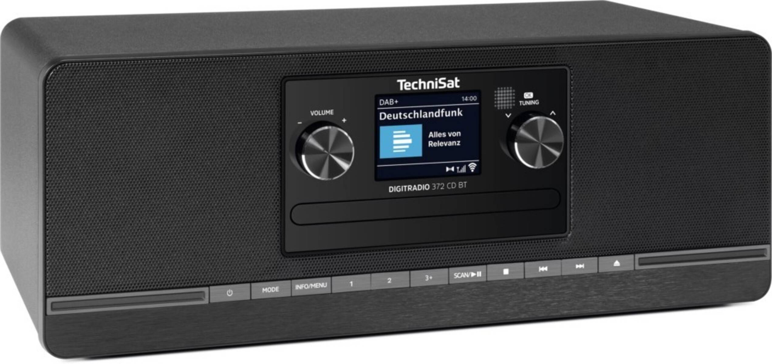 Schwarzes Technisat Tischradio mit kleinem Farbdisplay, das 