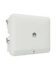 Rechteckiges weißes Huawei-Gerät mit Logo, an einer Wand montiert; verfügt über verschiedene Anschlüsse und Anzeigeelemente, möglicherweise eine Telekommunikations- oder Netzwerkeinheit.