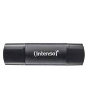 Ein schwarzes USB-Speicherstick mit dem Markennamen „Intenso