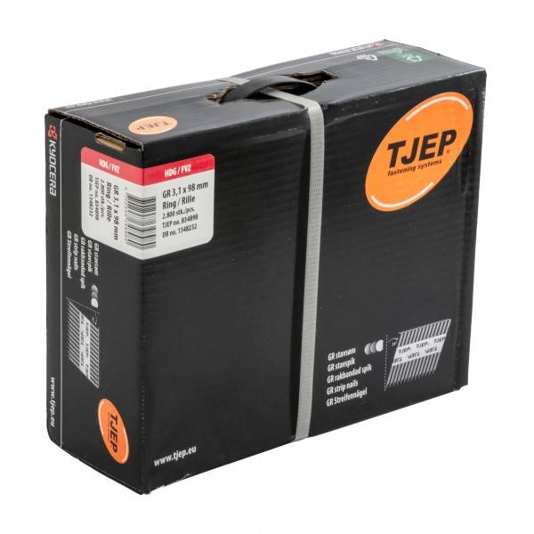 Eine schwarze und orangefarbene Box mit der Aufschrift „TJEP