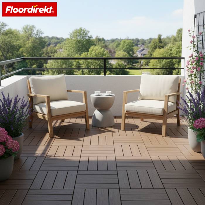 FLOORDIREKT Terrassenfliese Majestic - Natürliche Holzdielenoptik - Braun - 30 x 30 cm - 1 Fliese