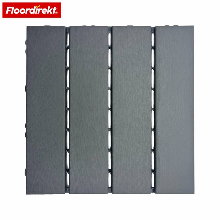 FLOORDIREKT Terrassenfliese Elyse - Natürliche Holzdielenoptik - Grau - 30 x 30 cm - 11er Set