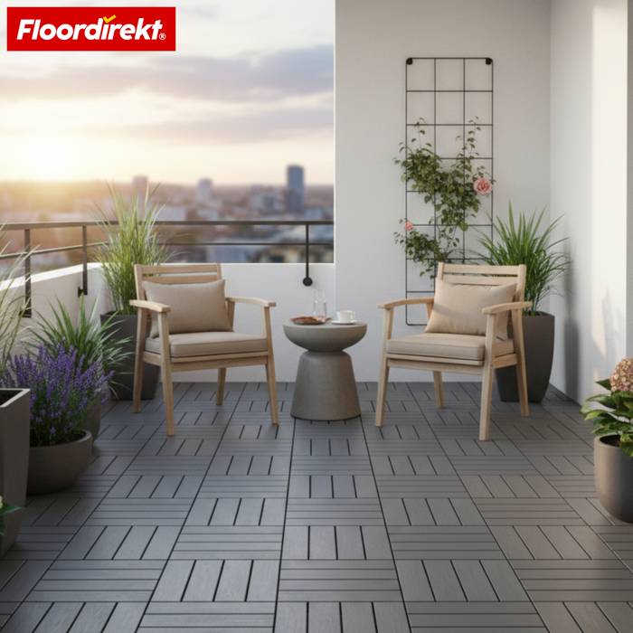 FLOORDIREKT Terrassenfliese Elyse - Natürliche Holzdielenoptik - Grau - 30 x 30 cm - 1 Fliese
