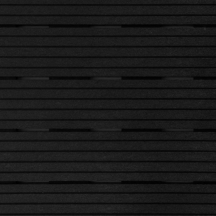 Ein strukturiertes Muster aus horizontalen schwarzen Linien erzeugt ein minimalistisches, modernes Design.