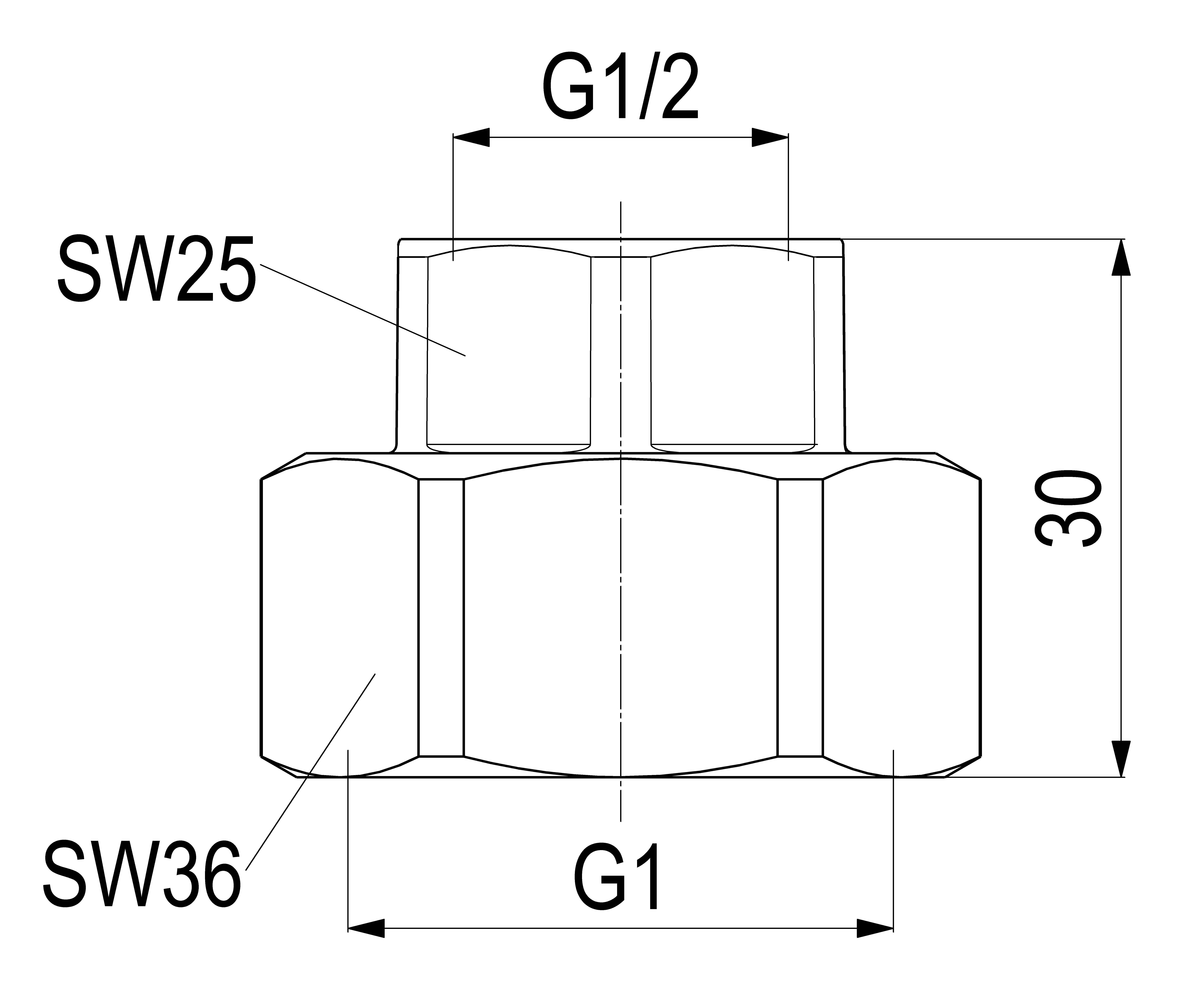 JS ABGANGSVERSCHRAUBUNG FUER STAHLROHR, 1/2" x 1"