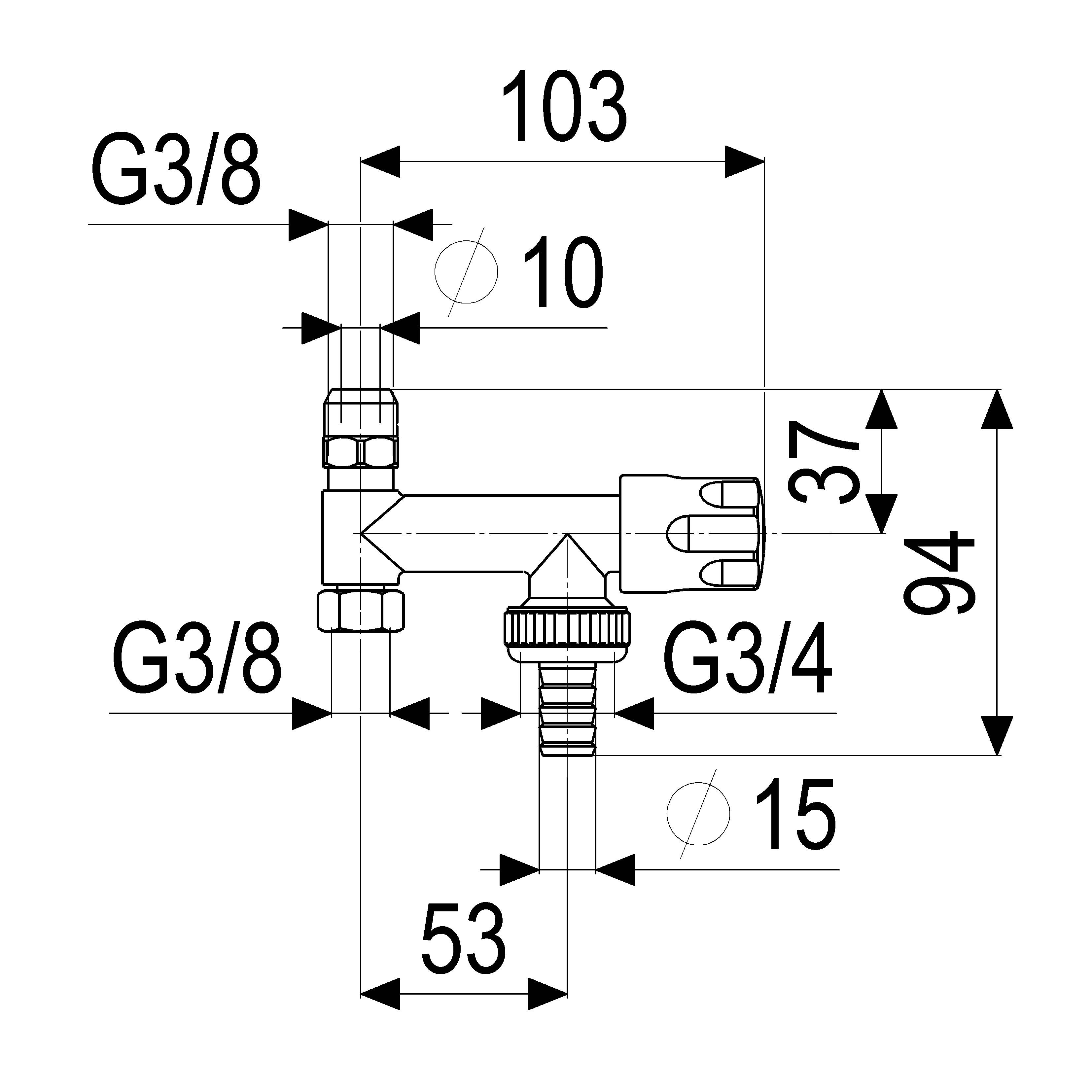 JS GERAETEVENTIL FUER ECKVENTIL SV,DESIGNGRIFF,DN10,3/8",POL.CHR.