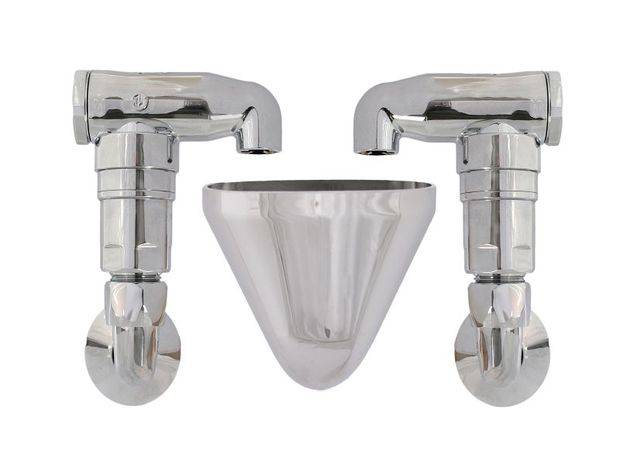 JS ROHRBELUEFTER BAUFORM E,2-FACH AUFPUTZ,1/2"x3/4"x1/2",CHROM,DVGW