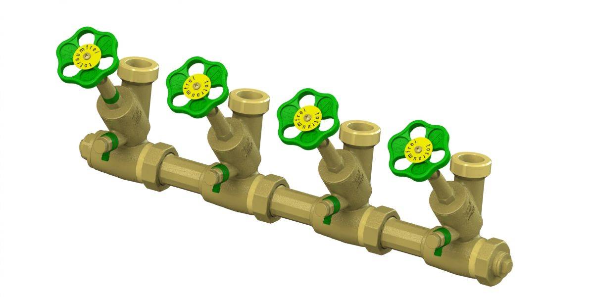 JS ATV-VERTEILER, STEIG.SPINDEL 4-FACH,DN25,EING. 1",OB.A. 1 1/4"