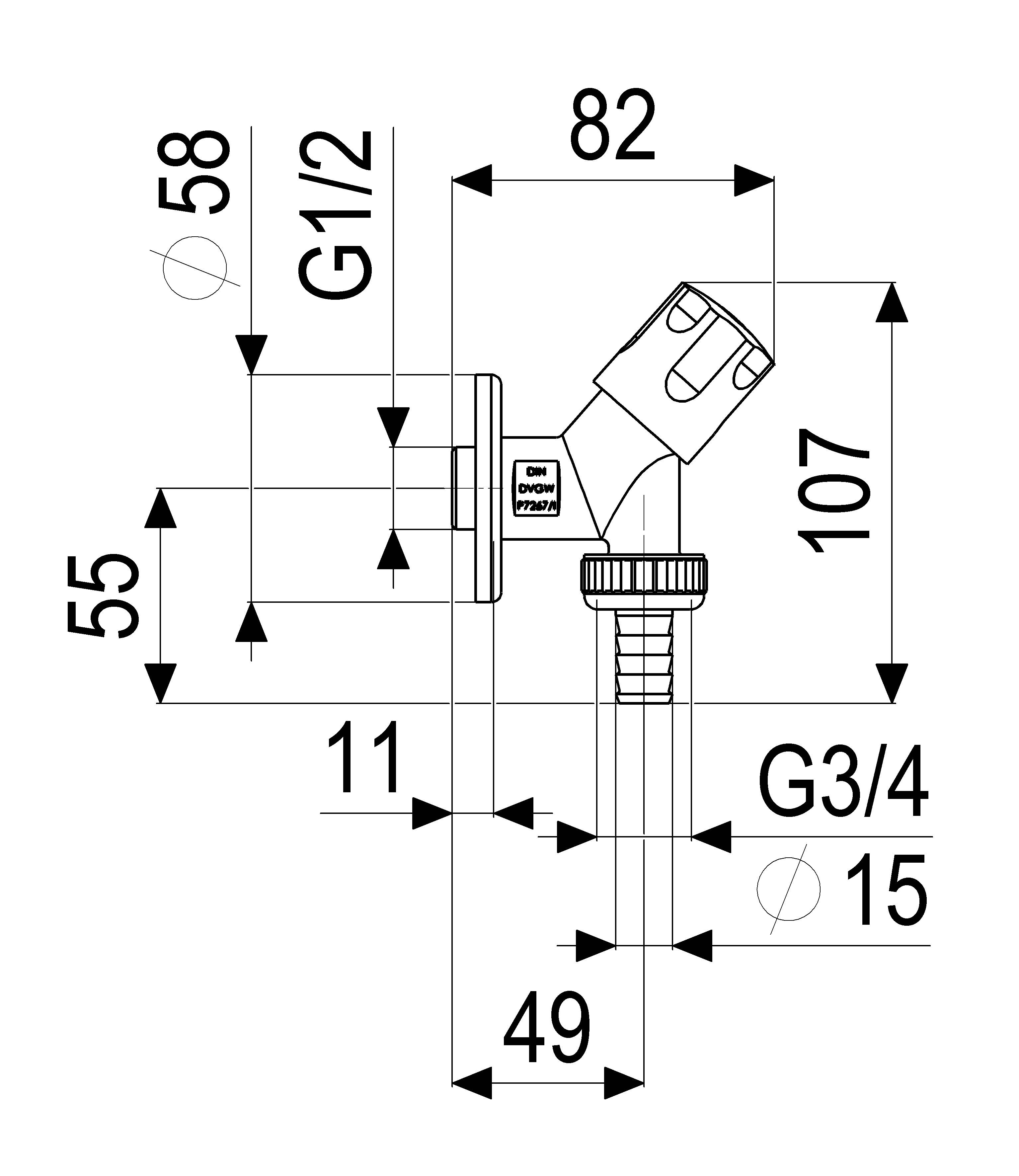 JS GERAETESCHRAEGSITZVENTIL, SV DESIGNGRIFF,DN15,1/2",POL.VERCHR.