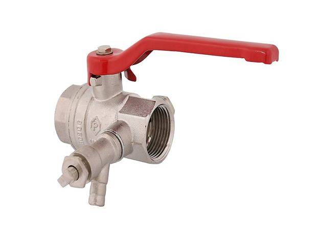 JS KUGELHAHN,MIT ENTLEERUNG,DN32 IGxIG11/4",82MM,STAHLGR.ROT,VERN.