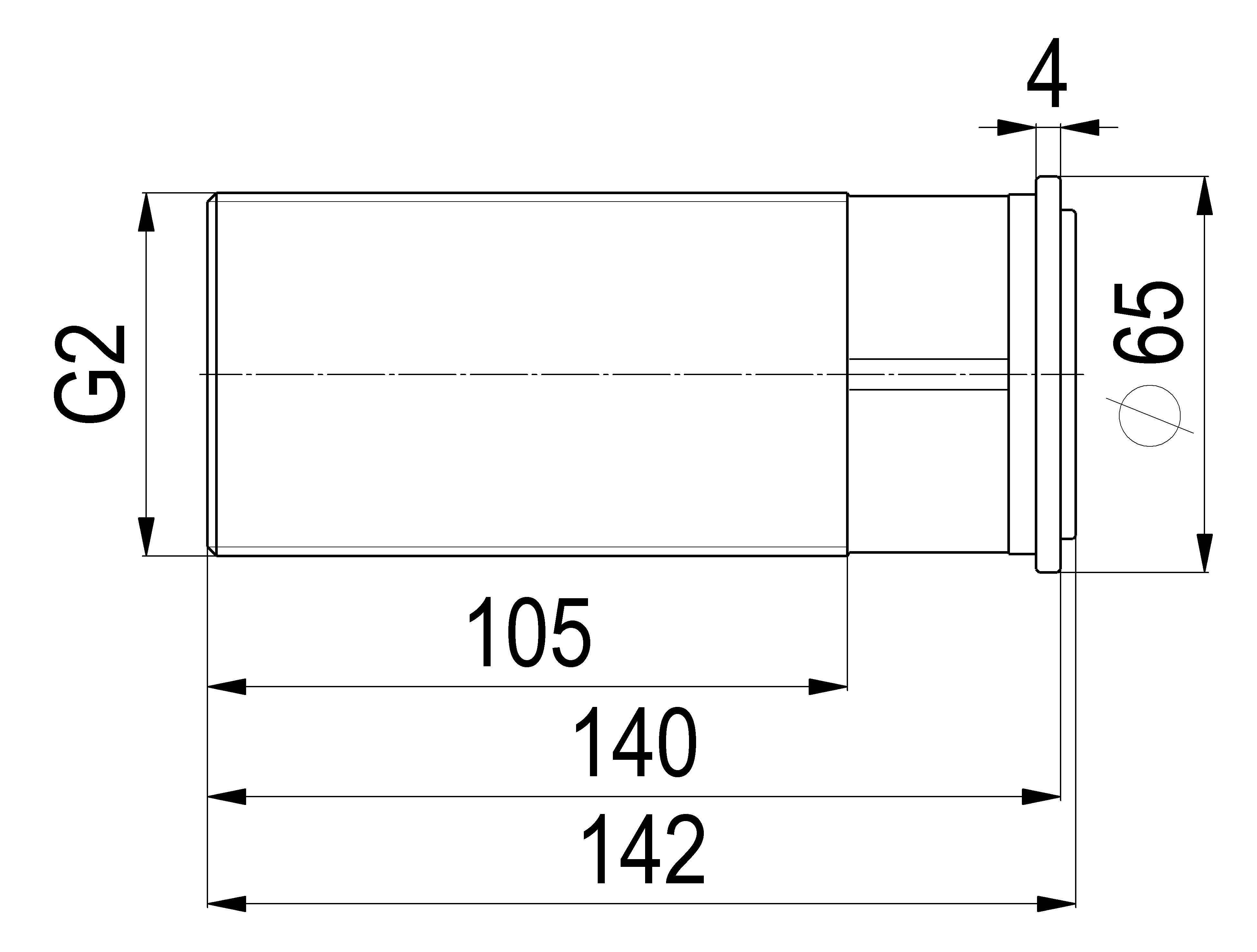 JS ZWISCHENSTUECK 140MM ABLAENGBAR, EINGANG 2"