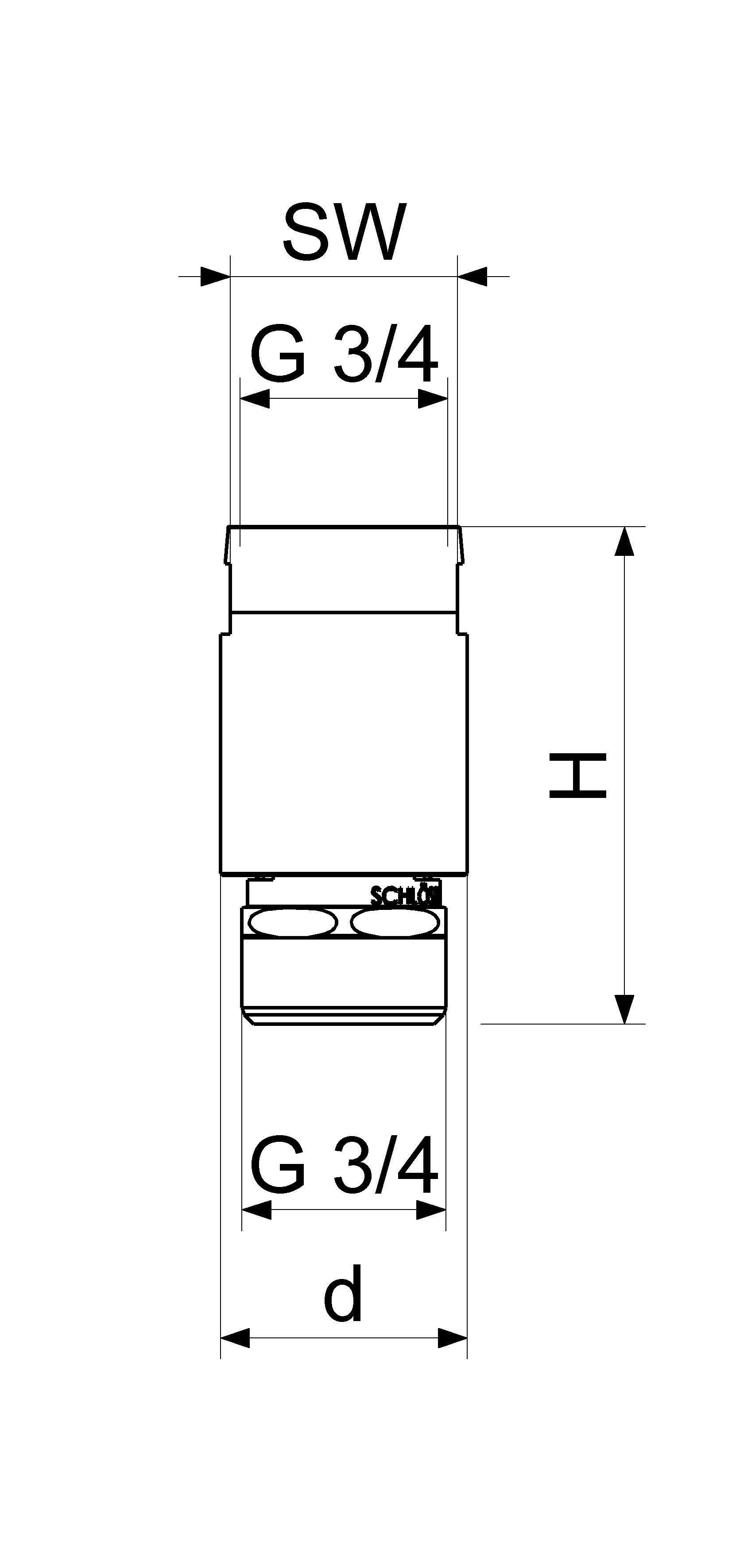 JS DURCHFLUSS-ROHRBELUEFTER, M.RV DN20,3/4"IG x 3/4"AG,DIN-DVGW