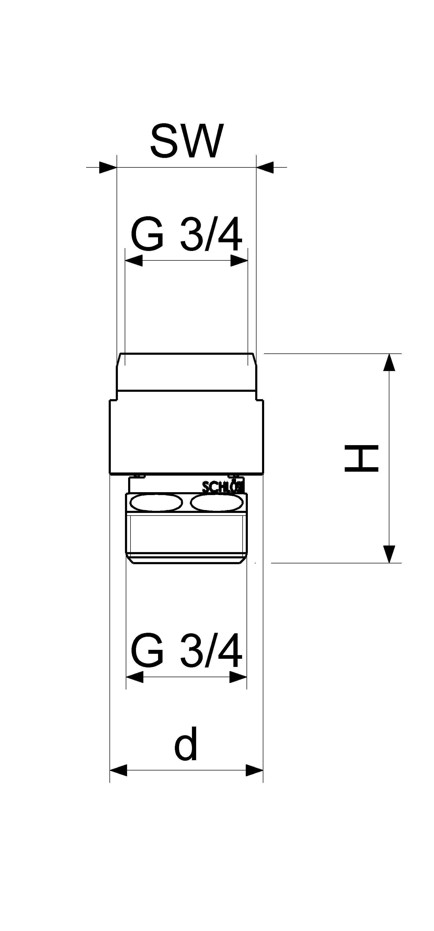 JS DURCHFLUSS-ROHRBELUEFTER, O.RV DN20,3/4"IG x 3/4"AG,DIN-DVGW