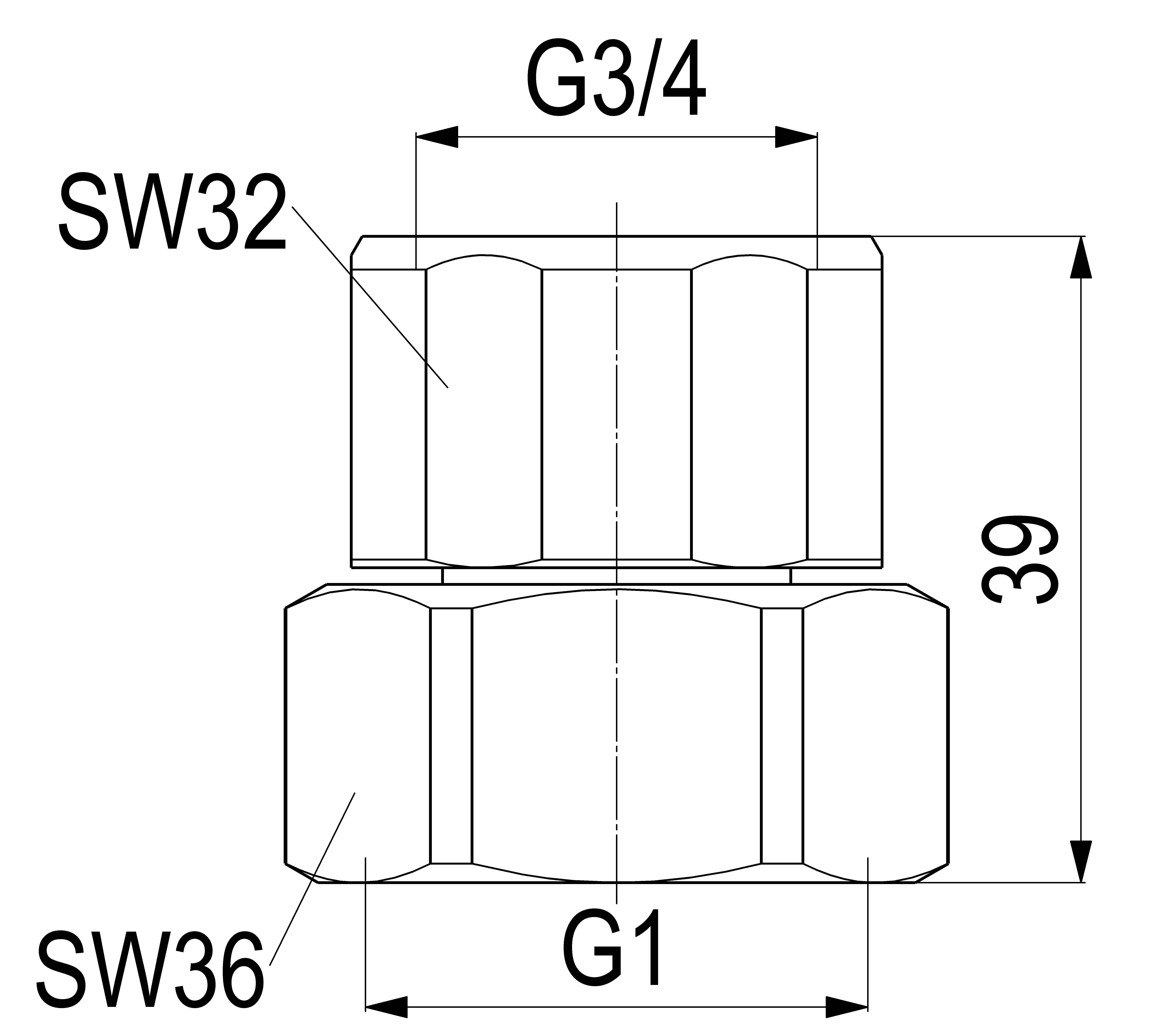 JS ABGANGSVERSCHRAUBUNG FUER STAHLROHR, 3/4" x 1"