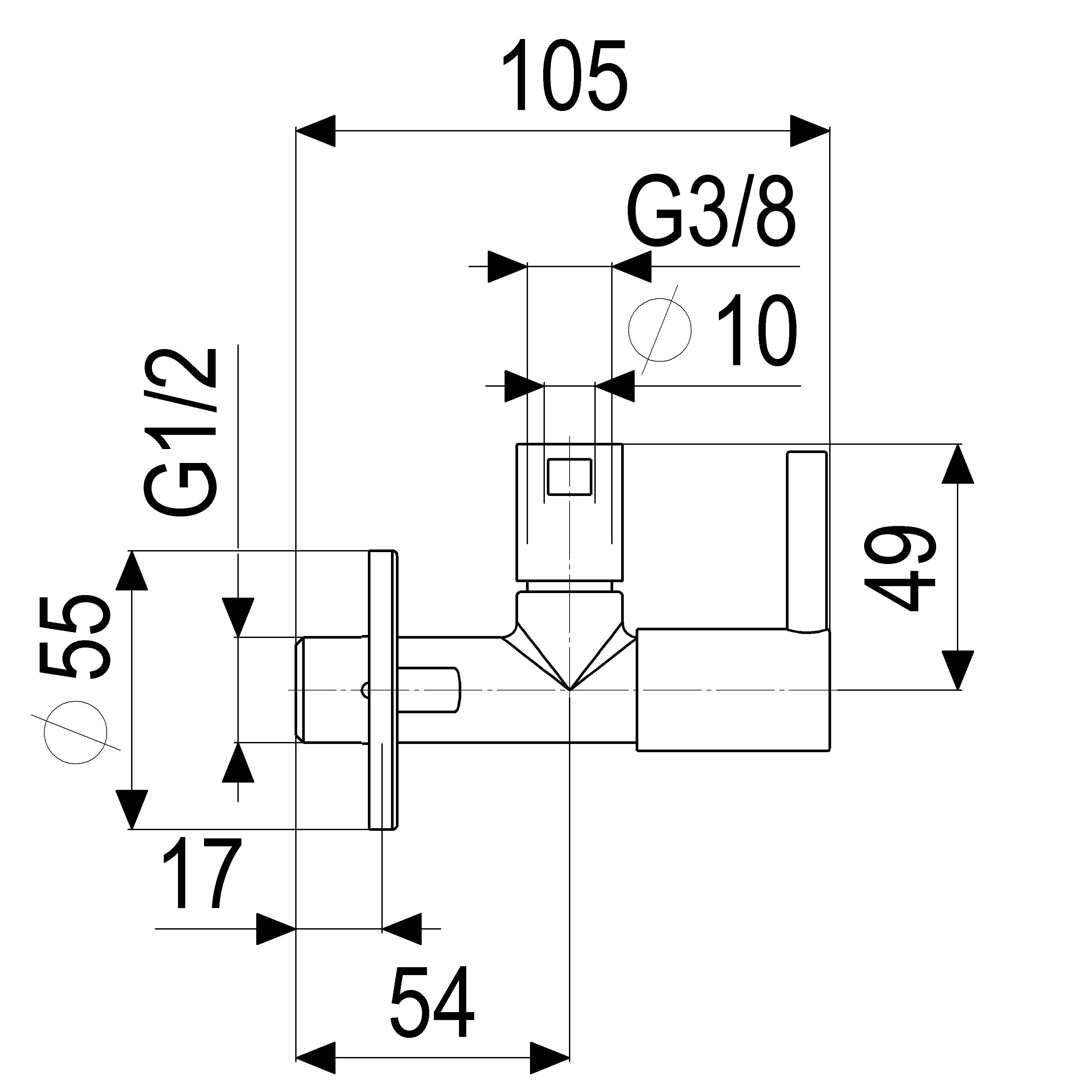 JS DESIGN-TEC ECKVENTIL,N.SELBSTD VIVANA,1/2",HOCHGLANZ CHROM,DVGW